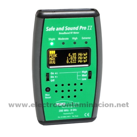 Medidor de campos electromagnéticos Safeliving Safe & Sound PRO 2 | Electrocontaminación