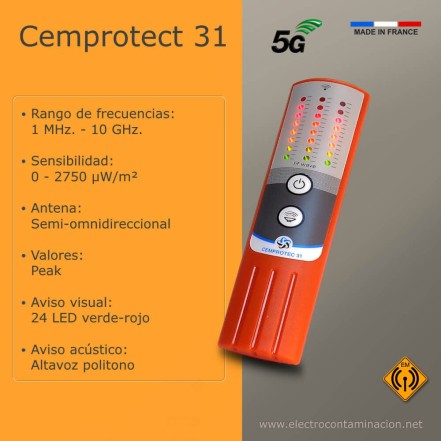 Cemprotect 31 medidor de electrocontaminación 5G de fácil manejo