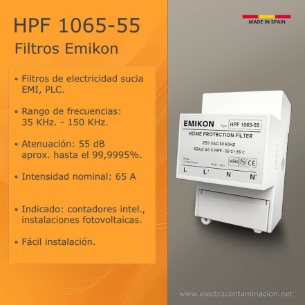 Filtro de frecuencias EMI de electricidad sucia Emikon HPF 1065-55