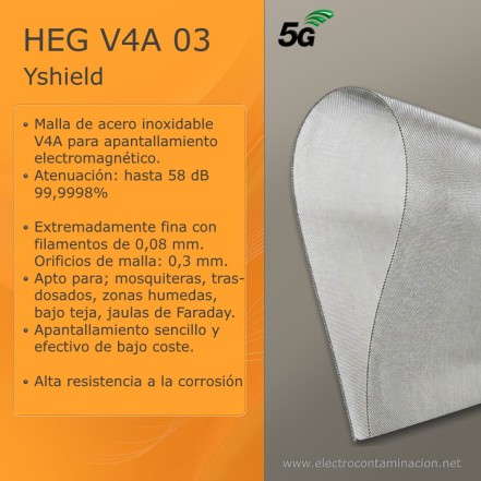 Yshield HEG 03 V4A, malla de apantallamiento electromagnético para jaula de Faraday
