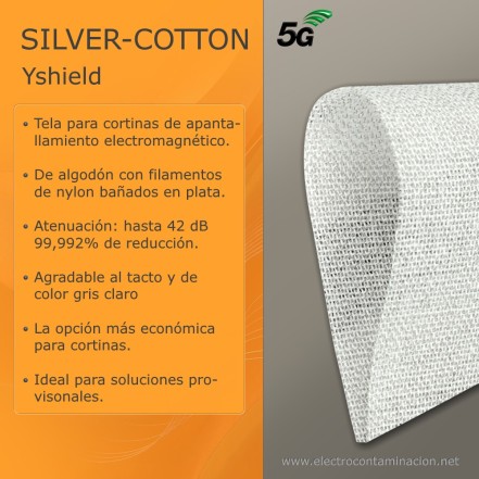Tela para cortina apantallante de campos electromagnéticos Yshield Silver-Cotton