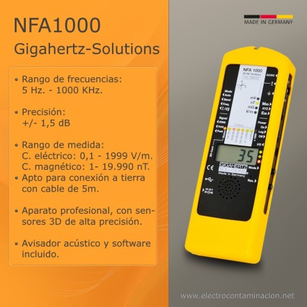 Gigahertz-Solutions NFA1000, medidor profesional de campos eléctricos y magnéticos de baja frecuencia 3D